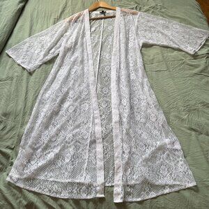 Express White Lace Cover-up Kimono Duster (Sz. M/L)